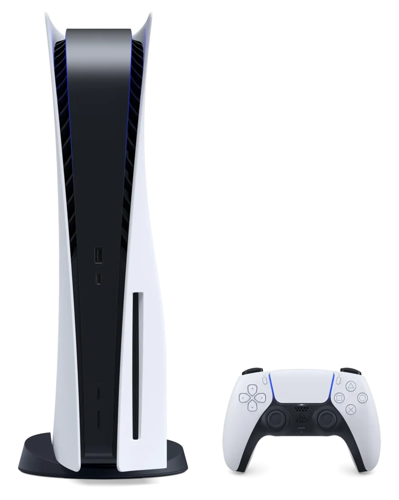 PS5 konsole ar DualSense kontrolieri